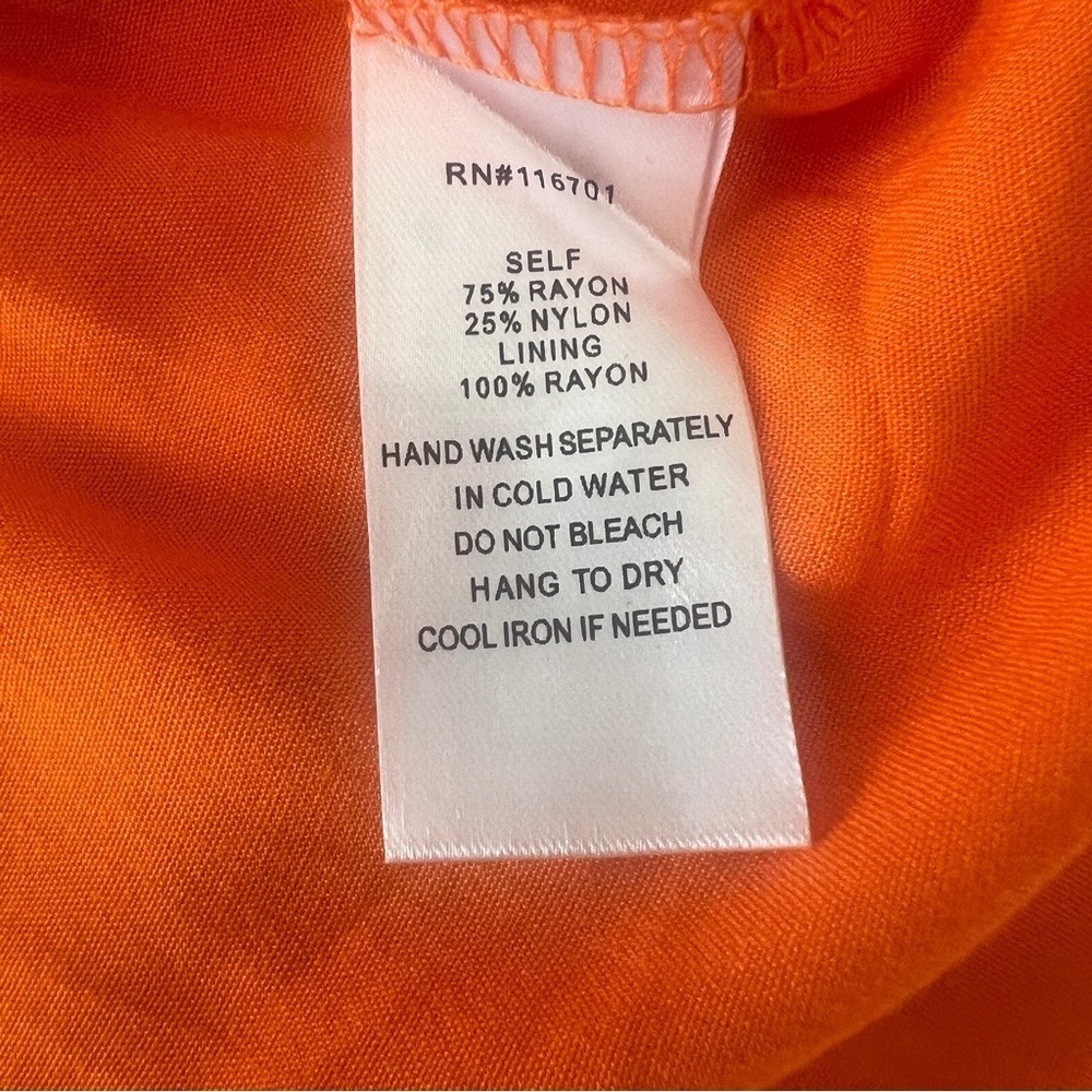 Karlie Floral Tiered Sleeveless V-Neck Ruffle Mini Dress‎ Orange  Medium - Picture 10 of 11